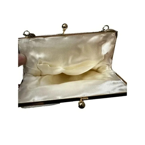 Chuckle Womens Woven Beaded Chain Strap Shoulder‎ Hand Bag Ivory One Size - Picture 4 of 5